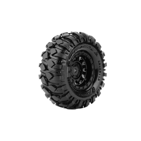 Louise RC - CR-ROWDY - 1-18/1-24 Crawler Tire Set - Mounted - Super Soft - Black 1.0 Wheels - Hex 7mm - L-T3368VB