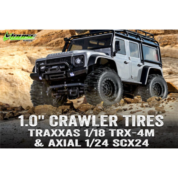 Louise RC - CR-ROWDY - 1-18/1-24 Crawler Tire Set - Mounted - Super Soft - Black 1.0 Wheels - Hex 7mm - L-T3368VB