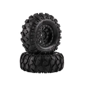 Louise RC - CR-ROWDY - 1-18/1-24 Crawler Tire Set - Mounted - Super Soft - Black 1.0 Wheels - Hex 7mm - L-T3368VB