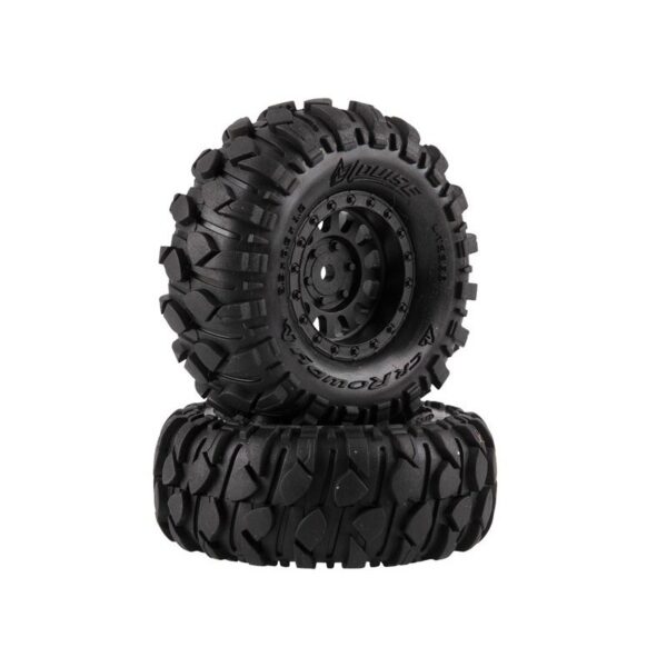 Louise RC - CR-ROWDY - 1-18/1-24 Crawler Tire Set - Mounted - Super Soft - Black 1.0 Wheels - Hex 7mm - L-T3368VB