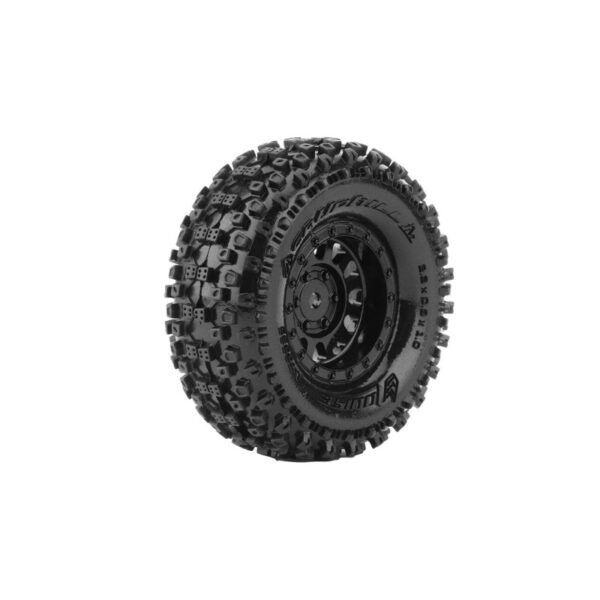 Louise RC - CR-UPHILL - 1-18/1-24 Crawler Tire Set - Mounted - Super Soft - Black 1.0 Wheels - Hex 7mm - L-T3369VB