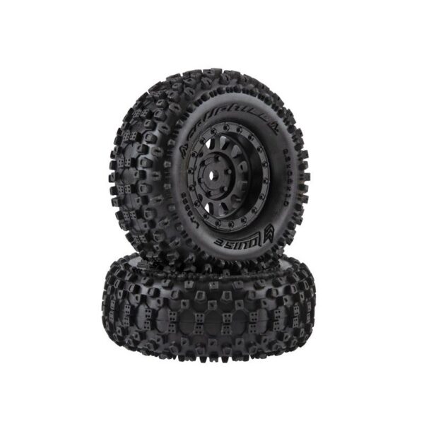 Louise RC - CR-UPHILL - 1-18/1-24 Crawler Tire Set - Mounted - Super Soft - Black 1.0 Wheels - Hex 7mm - L-T3369VB
