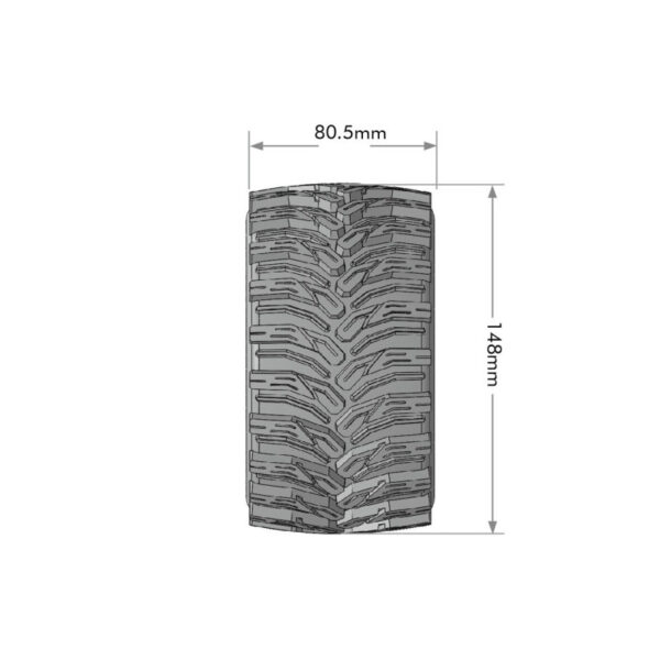 Louise RC - MFT - MT-CYCLONE speed - 1-8 Monster Truck Tire Set - Mounted - Soft - Black Wheels - Removable 1-8 MT HEX 1