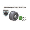 Louise RC - MFT - MT-UPHILL speed - 1-8 Monster Truck Tire Set - Mounted - Soft - Black Wheels - Removable 1-8 MT HEX 17