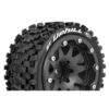 Louise RC - MFT - ST-UPHILL - 1-10 Monster Truck Tire Set - Mounted - Sport - Black 2.8 Bead-Lock Wheels - 1/2-Offset -