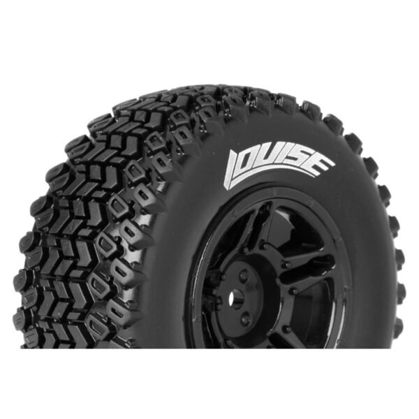 Louise RC - SC-HUMMER 1/10 Short Course Tire Set - Mounted - Soft - Black Wheels - Hex 12mm - SLASH 2WD Rear - SLASH 4